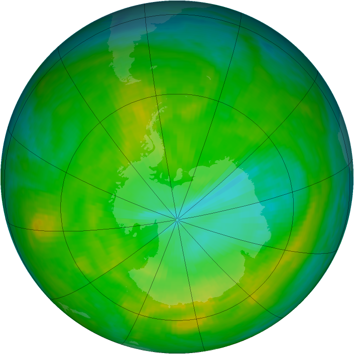 Antarctic ozone map for 04 December 1986